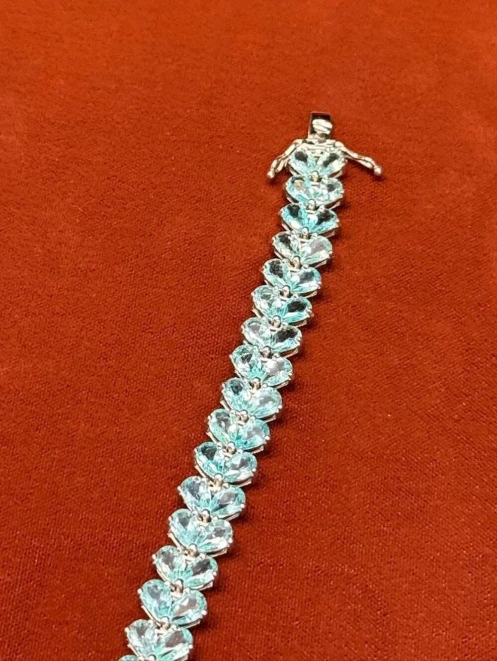 Sterling Silver 22.32 TCW Madagascar Paraiba Apatite Bracelet